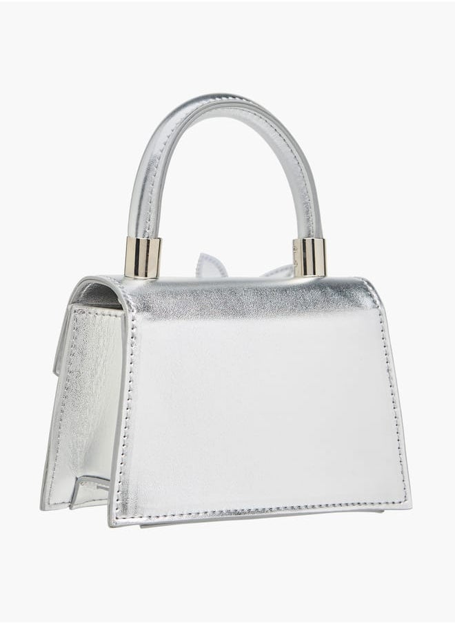 Girls Embellished Crossbody Bag with Chain Strap and Button Closure
