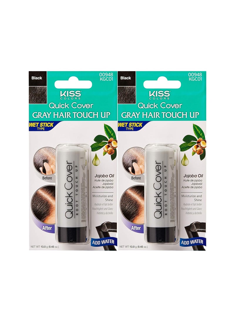 Kiss Quick cover Gray Hair Touch Up Wet Stick Type 2 Pack  Black