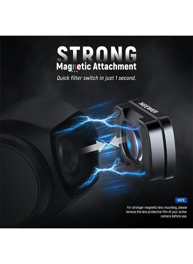 NEEWER 0.75X Wide Angle Lens Compatible with DJI OSMO Pocket 3 Creator Combo Accessories, Expanded FOV of 108°, Magnetic Coated Aspherical Action Camera Lens, LS-45