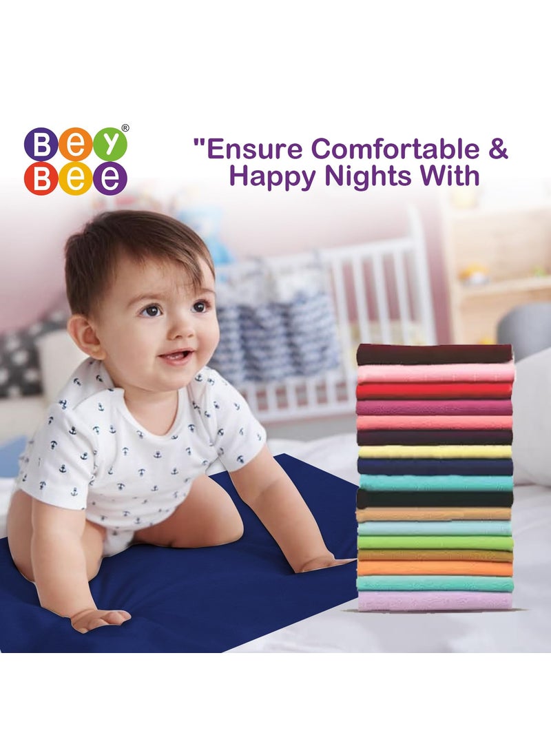 BeyBee Waterproof Quick Dry Sheet for Baby|Anti-Piling Fleece Extra Absorbent Washable Matress Protector| Baby Bed Protector Sheet for Toddler, (Medium Pack of 2, 70x100cm, Dark Blue)
