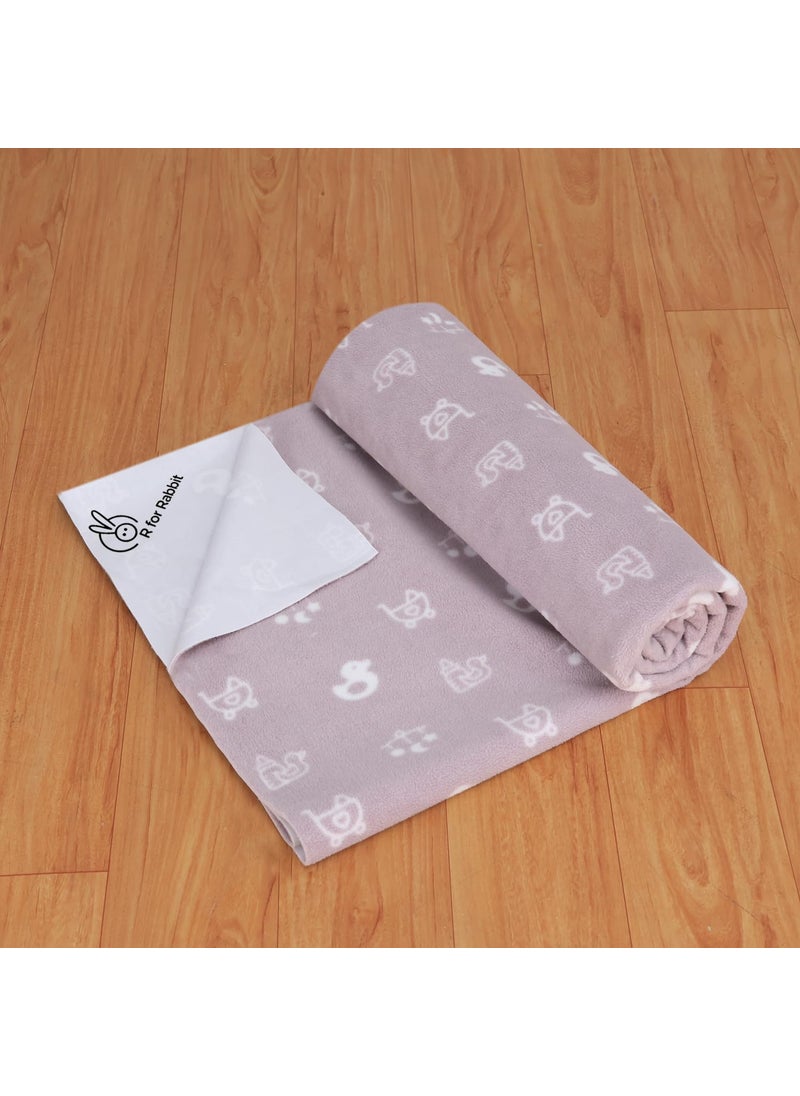 R for Rabbit Waterproof Quick Dry Sheet for Baby | Anti-Piling Fleece Breatheable Fabric Extra Absorbent Instant Dry Baby Bed/Cot Protector Mat (Size-L,Grey)