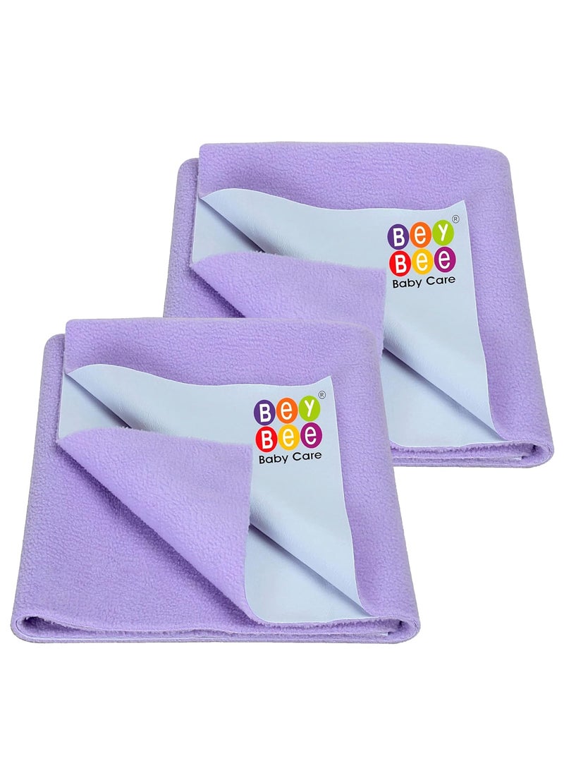 BeyBee Waterproof Quick Dry Sheet for Baby|Anti-Piling Fleece Extra Absorbent Washable Matress Protector| Baby Bed Protector Sheet for Toddler, (Medium Pack of 2, 70x100cm, Violet)