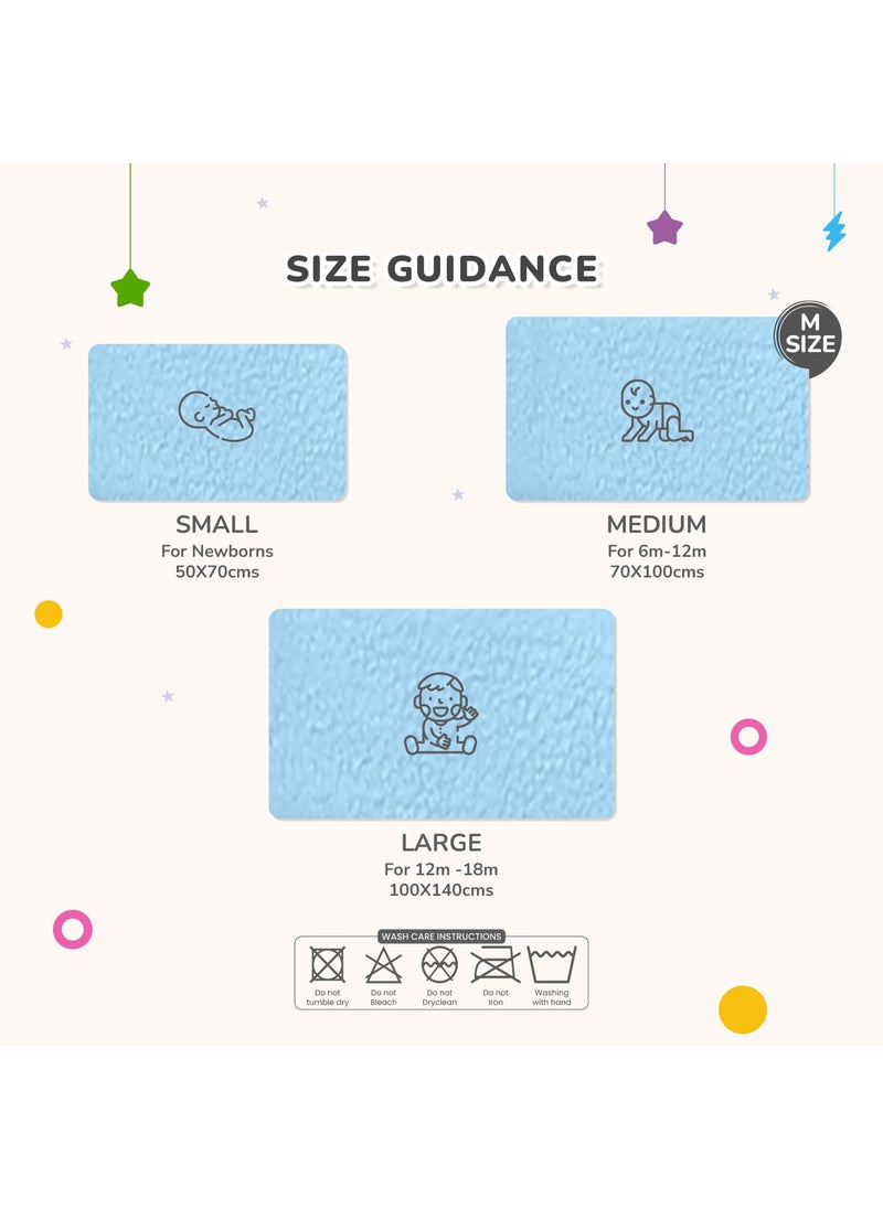 R for Rabbit Waterproof Quick Dry Sheet Bliss for Baby | Anti-Piling Fleece Breatheable Fabric Extra Absorbent Instant Dry Baby Bed/Cot Protector Mat (Size-M,Blue-Purple,Pack of 2)