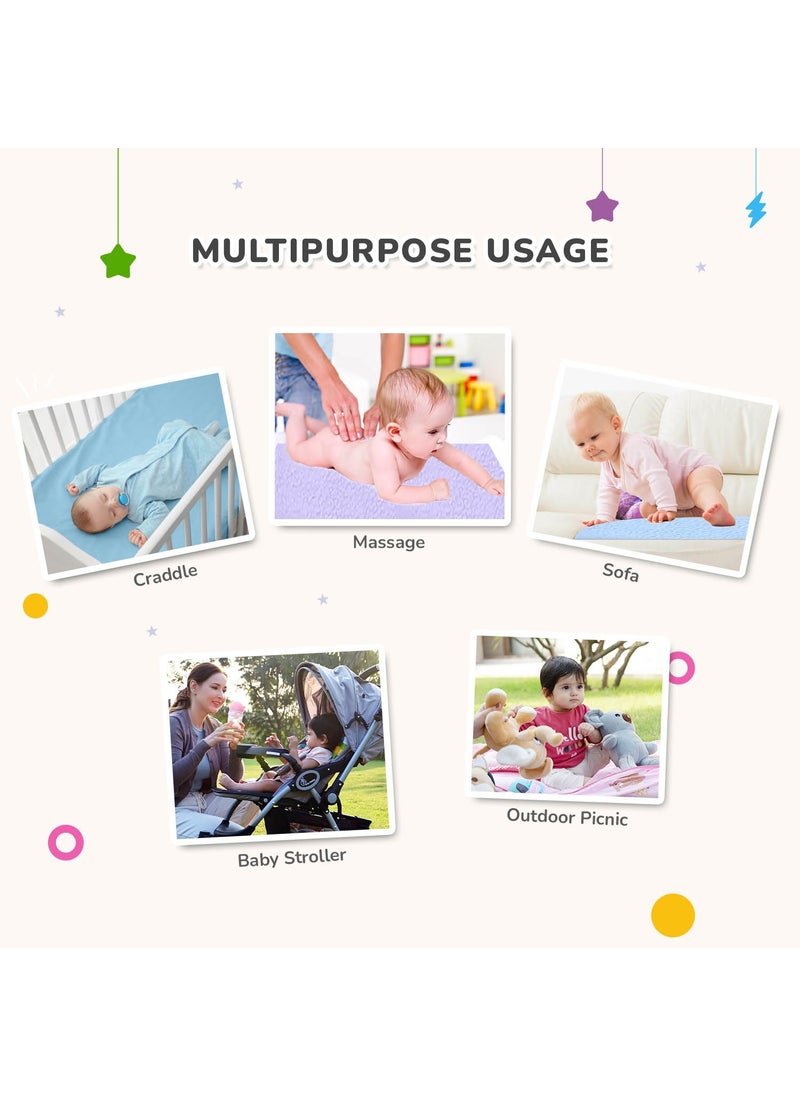 R for Rabbit Waterproof Quick Dry Sheet Bliss for Baby | Anti-Piling Fleece Breatheable Fabric Extra Absorbent Instant Dry Baby Bed/Cot Protector Mat (Size-L,Blue)