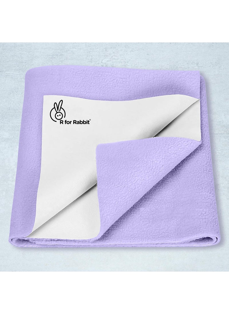 R for Rabbit Waterproof Quick Dry Sheet Bliss for Baby | Anti-Piling Fleece Breatheable Fabric Extra Absorbent Instant Dry Baby Bed/Cot Protector Mat (Size-L,Purple)