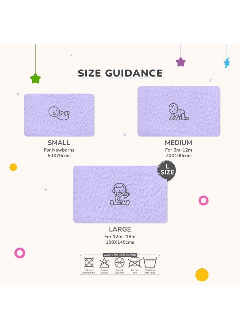 R for Rabbit Waterproof Quick Dry Sheet Bliss for Baby | Anti-Piling Fleece Breatheable Fabric Extra Absorbent Instant Dry Baby Bed/Cot Protector Mat (Size-L,Purple)