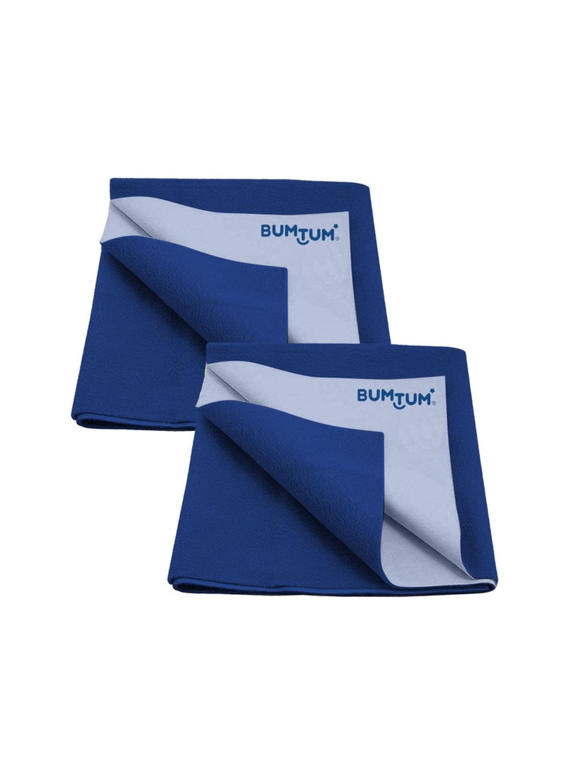 Bumtum Baby Dry Sheet Waterproof Soft Microfleece Baby Bed Protector | Anti - Bacterial & Odour Free | Extra Absorbant, Reuseable & Washable (Royal Blue, Medium Size, 100 * 70cm, Pack of 2)