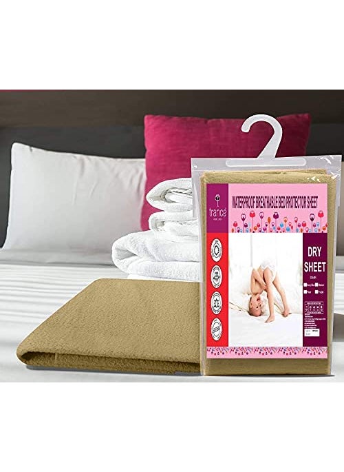 Trance Water Proof Bed Dry Sheets for Kids | Baby Bed Protectors | Mattress Protectors for New Born Children | Bedsheet Cover Mats for Wet (198x182 cm, King, Beige)