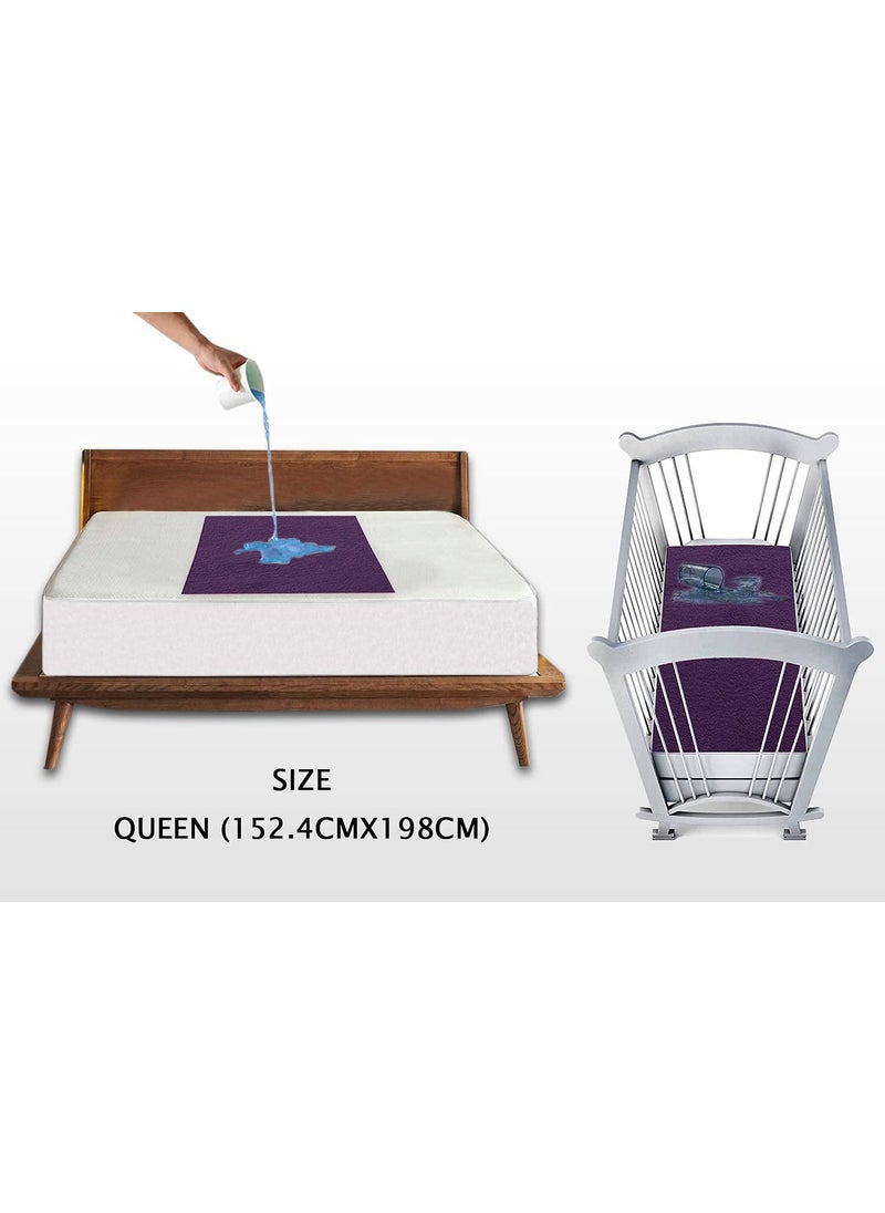 Trance Water Proof Bed Dry Sheets for Kids | Baby Bed Protectors | Mattress Protectors for New Born Children | Bedsheet Cover Mats for Wet (152.4x198 cm, Queen, Plum)