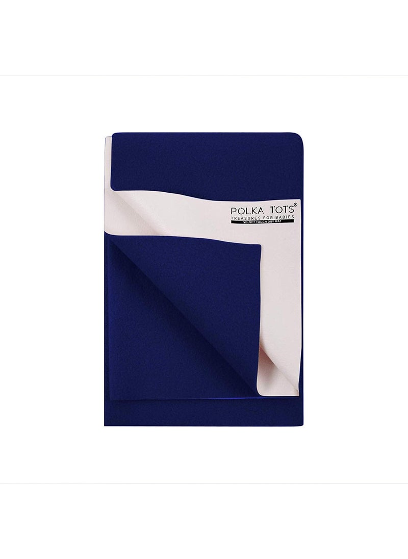 POLKA TOTS Waterproof & Reusable Baby Bed Protector Absorbent Mat Dry Sheet for New Born Infants (Dark Blue, 140 X 200 CM, Extra Large)