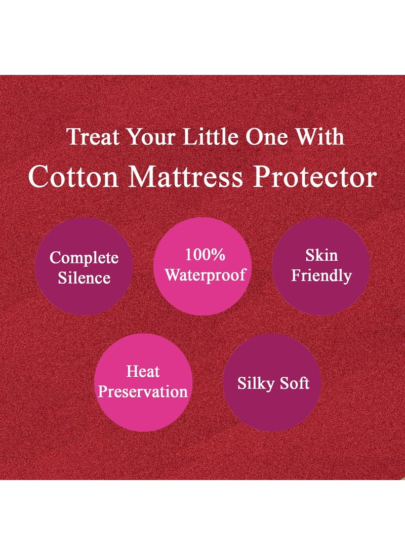 Trance Home Linen Cotton Terry Premium Baby Toddler Waterproof Crib Bed Protector Fitted Sheet | Cradle Mattress Cover Bed Protectors | Elasticated | Hypoallergenic (24