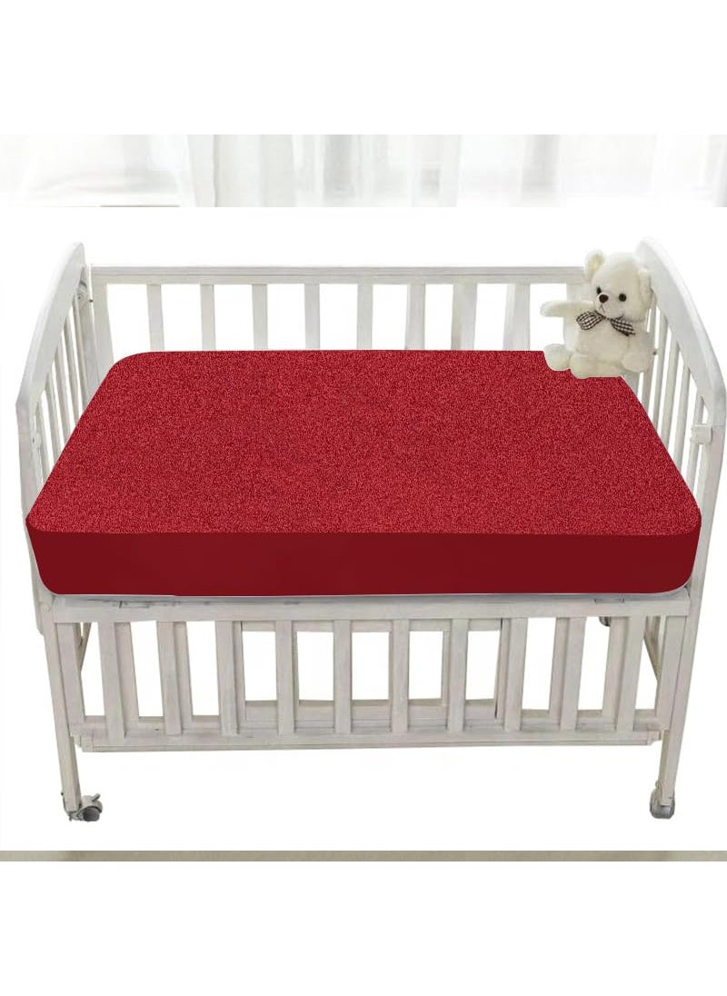 Trance Home Linen Cotton Terry Premium Baby Toddler Waterproof Crib Bed Protector Fitted Sheet | Cradle Mattress Cover Bed Protectors | Elasticated | Hypoallergenic (24
