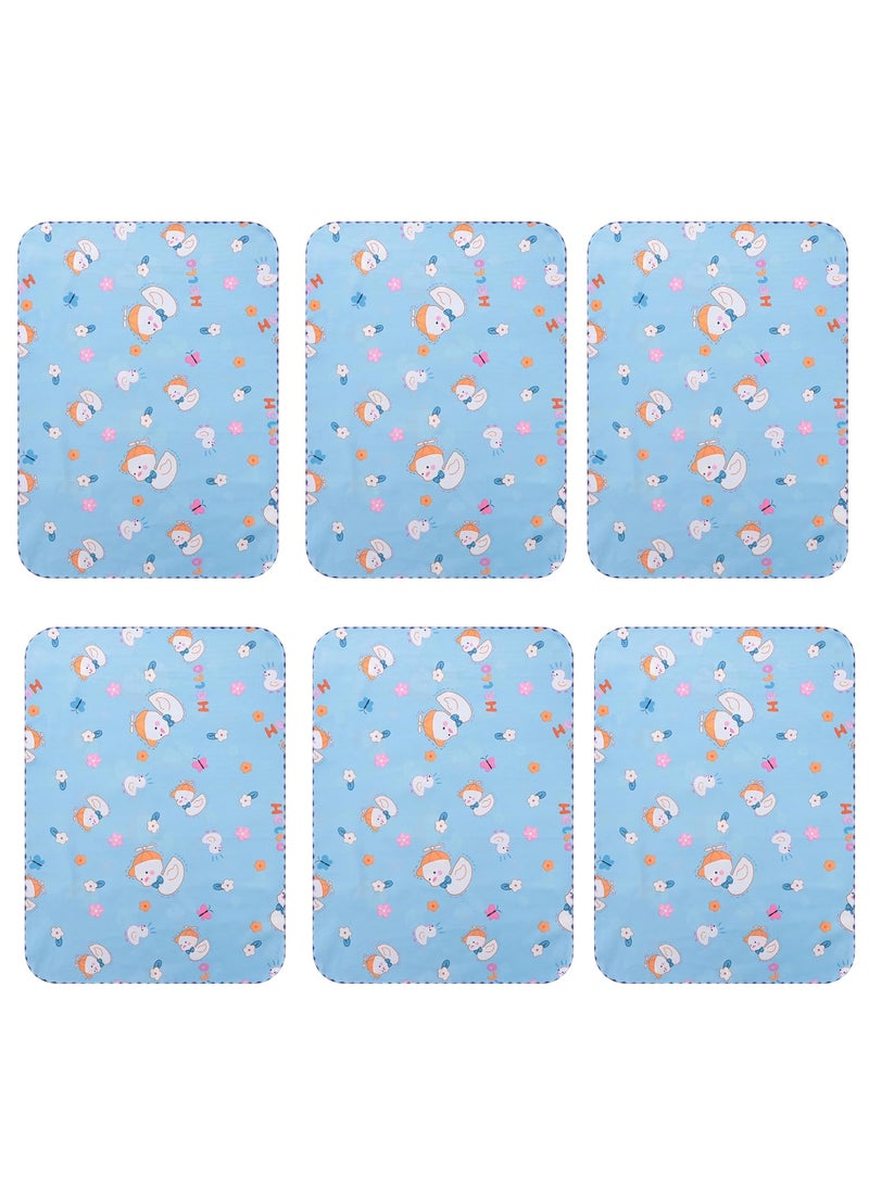 Kuber Industries Baby Waterproof matBed Protecter 50 x 70 CM-Pack of 6 (Blue)