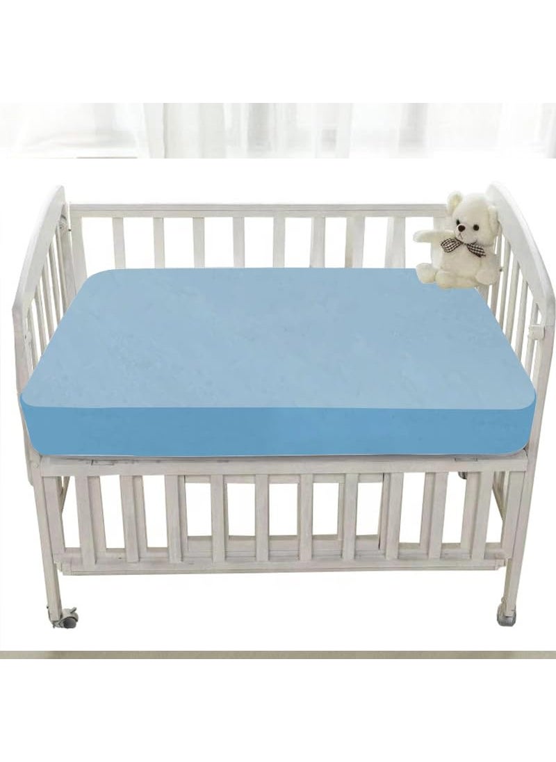 Trance Home Linen Cotton Terry Premium Baby Toddler Waterproof Crib Bed Protector Fitted Sheet | Cradle Mattress Cover Bed Protectors | Elasticated | Hypoallergenic (24