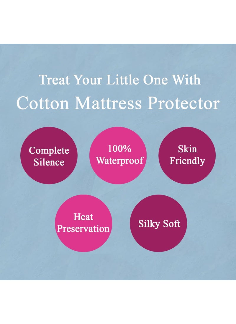 Trance Home Linen Cotton Terry Premium Baby Toddler Waterproof Crib Bed Protector Fitted Sheet | Cradle Mattress Cover Bed Protectors | Elasticated | Hypoallergenic (24
