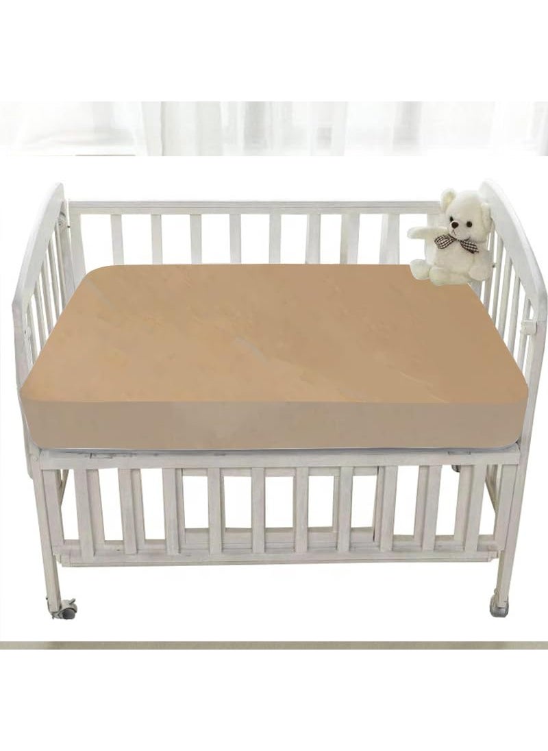 Trance Home Linen Cotton Terry Premium Baby Toddler Waterproof Crib Bed Protector Fitted Sheet | Cradle Mattress Cover Bed Protectors | Elasticated | Hypoallergenic (28