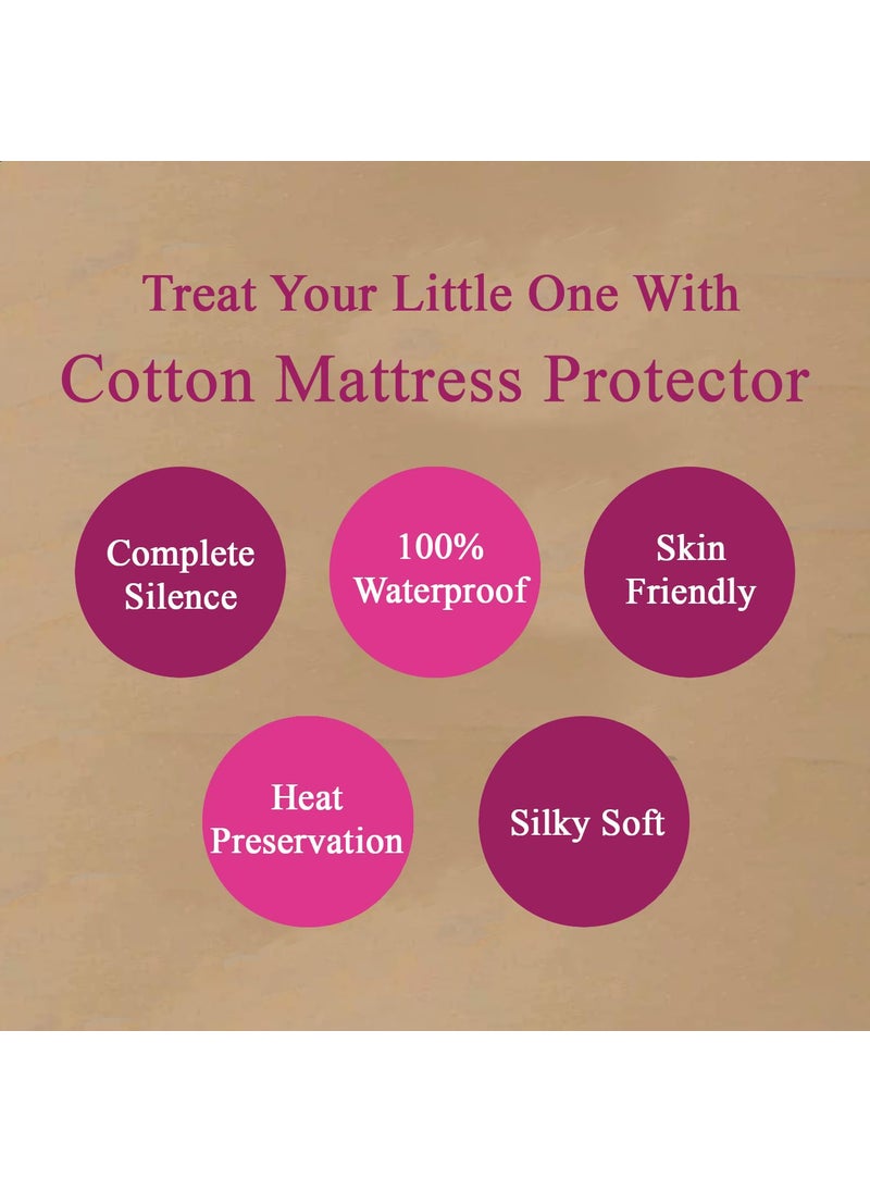 Trance Home Linen Cotton Terry Premium Baby Toddler Waterproof Crib Bed Protector Fitted Sheet | Cradle Mattress Cover Bed Protectors | Elasticated | Hypoallergenic (28