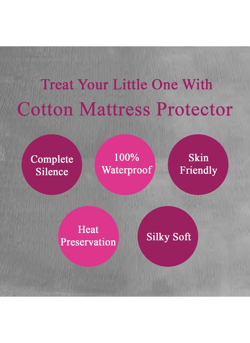 Trance Home Linen Cotton Terry Premium Baby Toddler Waterproof Crib Bed Protector Fitted Sheet | Cradle Mattress Cover Bed Protectors | Elasticated | Hypoallergenic (24