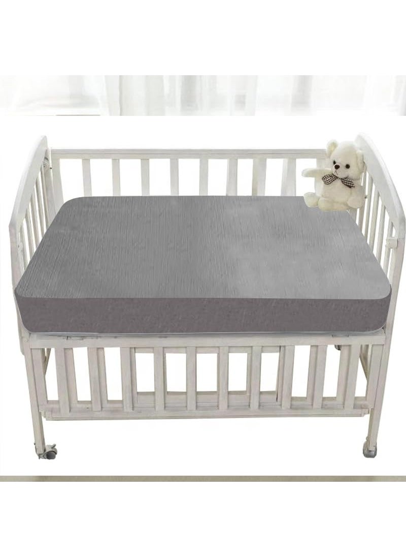 Trance Home Linen Cotton Terry Premium Baby Toddler Waterproof Crib Bed Protector Fitted Sheet | Cradle Mattress Cover Bed Protectors | Elasticated | Hypoallergenic (24