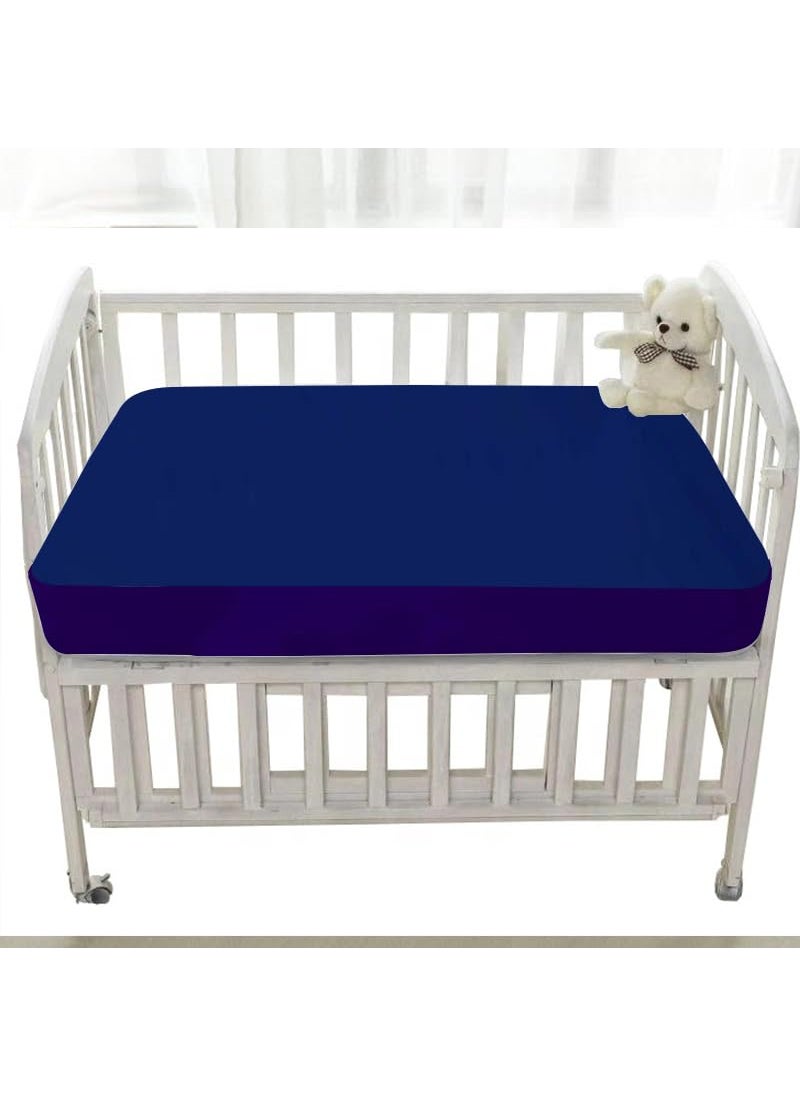Trance Home Linen Cotton Terry Premium Baby Toddler Waterproof Crib Bed Protector Fitted Sheet | Cradle Mattress Cover Bed Protectors | Elasticated | Hypoallergenic (24