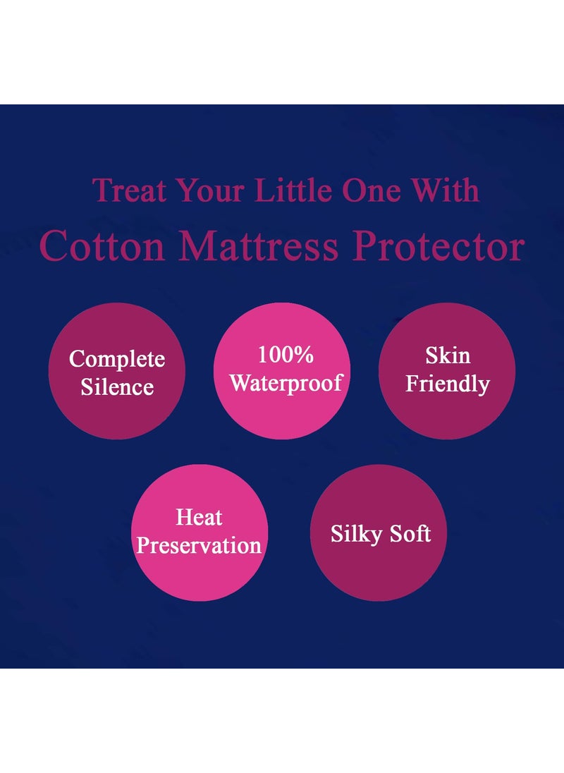 Trance Home Linen Cotton Terry Premium Baby Toddler Waterproof Crib Bed Protector Fitted Sheet | Cradle Mattress Cover Bed Protectors | Elasticated | Hypoallergenic (24