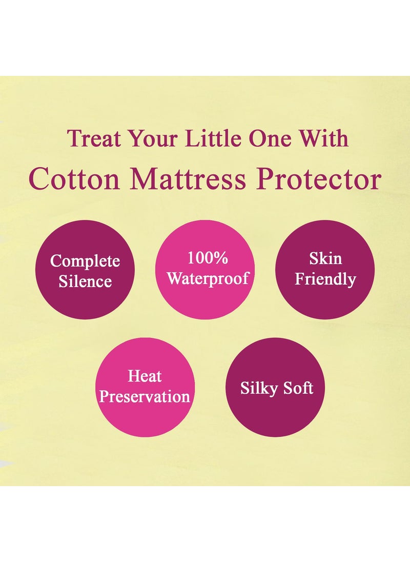 Trance Home Linen Cotton Terry Premium Baby Toddler Waterproof Crib Bed Protector Fitted Sheet | Cradle Mattress Cover Bed Protectors | Elasticated | Hypoallergenic (24
