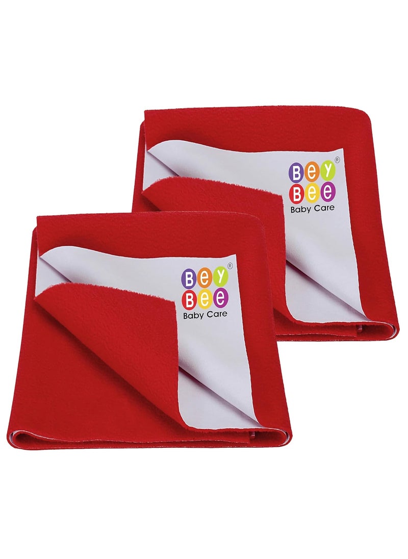 BeyBee Dry Sheet for Double Bed (Red, 100 X 140 cm Each) -Combo Pack of 2, Polyurethane