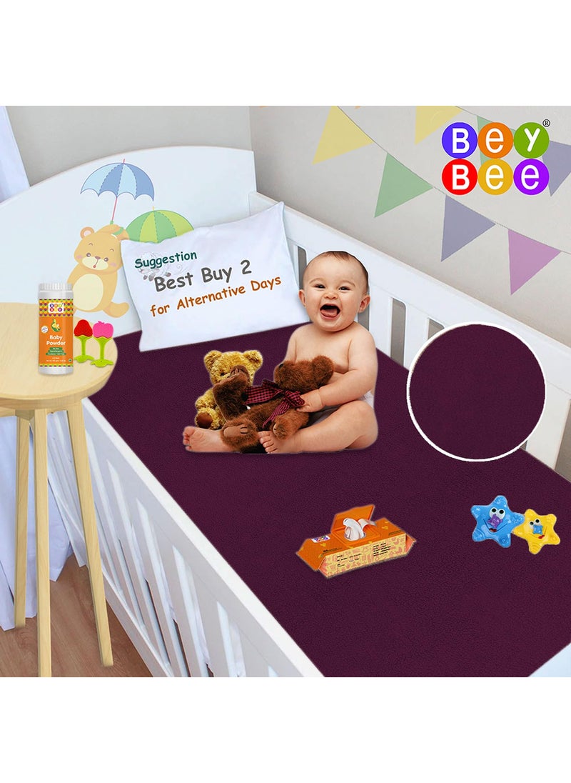 Bey Bee Cotton Dry Sheet for Adults and Elderly Patients (Plum, 100 X140 Cm) Combo Pack of 2