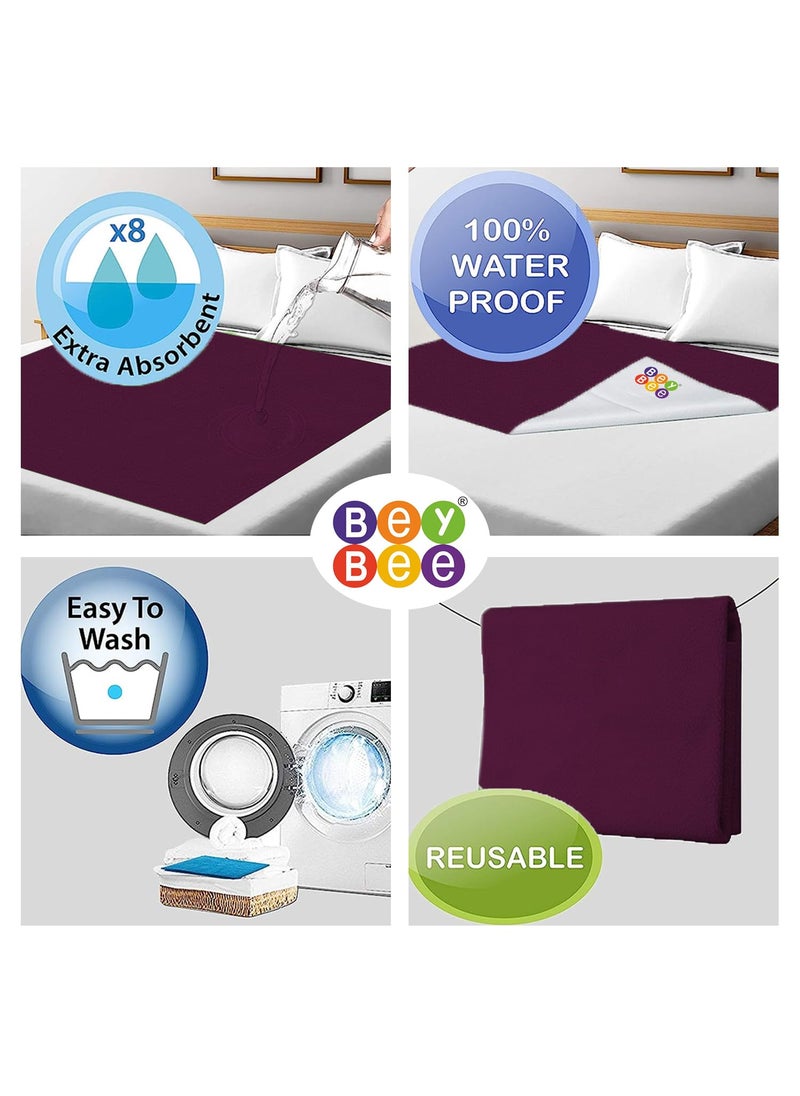 Bey Bee Cotton Dry Sheet for Adults and Elderly Patients (Plum, 100 X140 Cm) Combo Pack of 2