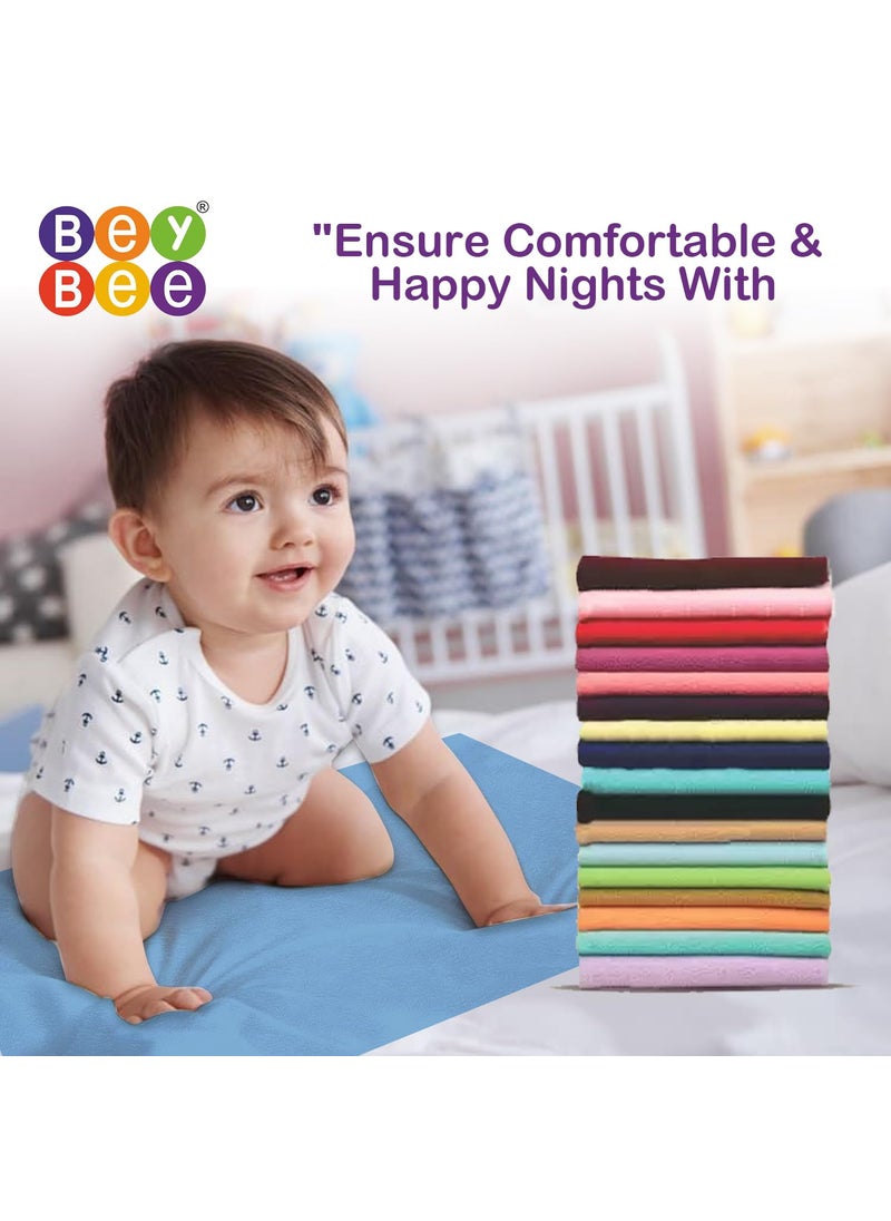 BeyBee Waterproof Quick Dry Sheet for Baby|Anti-Piling Fleece Extra Absorbent Washable Matress Protector| Baby Bed Protector Sheet for Toddler, (Large Pack of 2, 100x140cm, Blue)