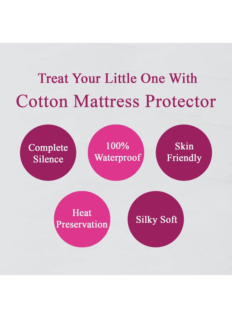 Trance Home Linen Cotton Terry Premium Baby Toddler Waterproof Crib Bed Protector Fitted Sheet | Cradle Mattress Cover Bed Protectors | Elasticated | Hypoallergenic (28
