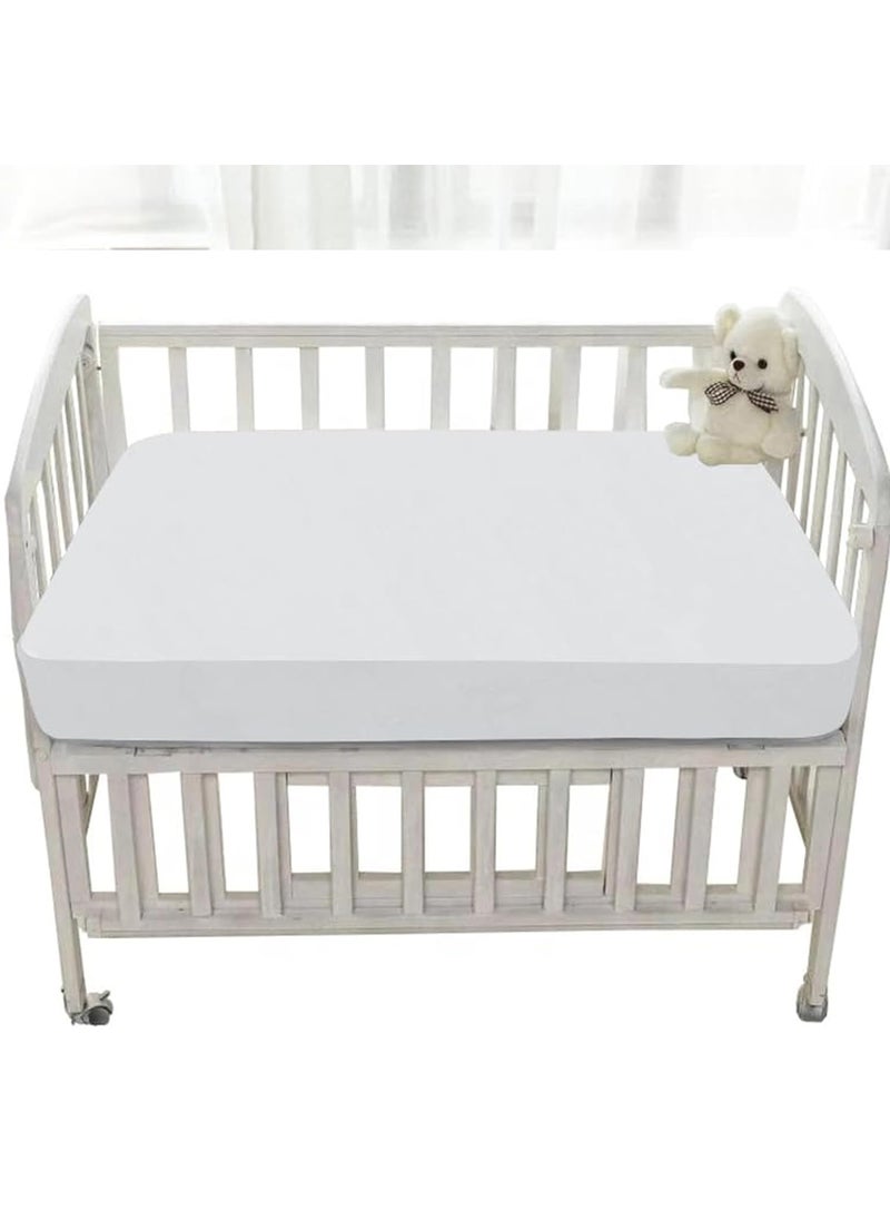 Trance Home Linen Cotton Terry Premium Baby Toddler Waterproof Crib Bed Protector Fitted Sheet | Cradle Mattress Cover Bed Protectors | Elasticated | Hypoallergenic (28