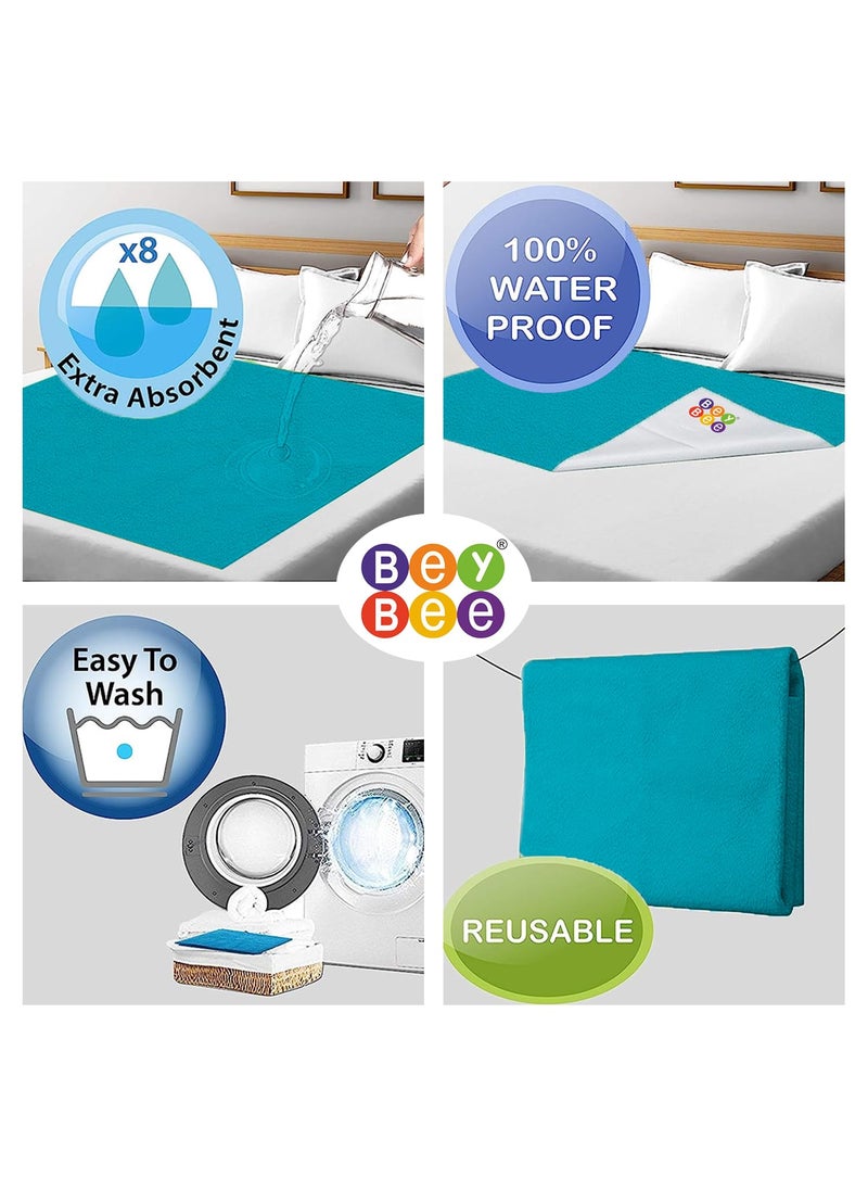 BeyBee Waterproof Quick Dry Sheet for Baby|Anti-Piling Fleece Extra Absorbent Washable Matress Protector| Baby Bed Protector Sheet for Toddler, (Large Pack of 2, 100x140cm, Grey)