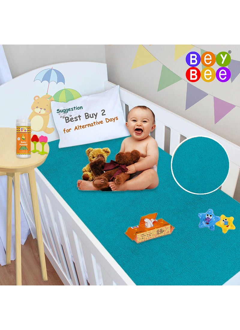 BeyBee Waterproof Quick Dry Sheet for Baby|Anti-Piling Fleece Extra Absorbent Washable Matress Protector| Baby Bed Protector Sheet for Toddler, (Large Pack of 2, 100x140cm, Grey)