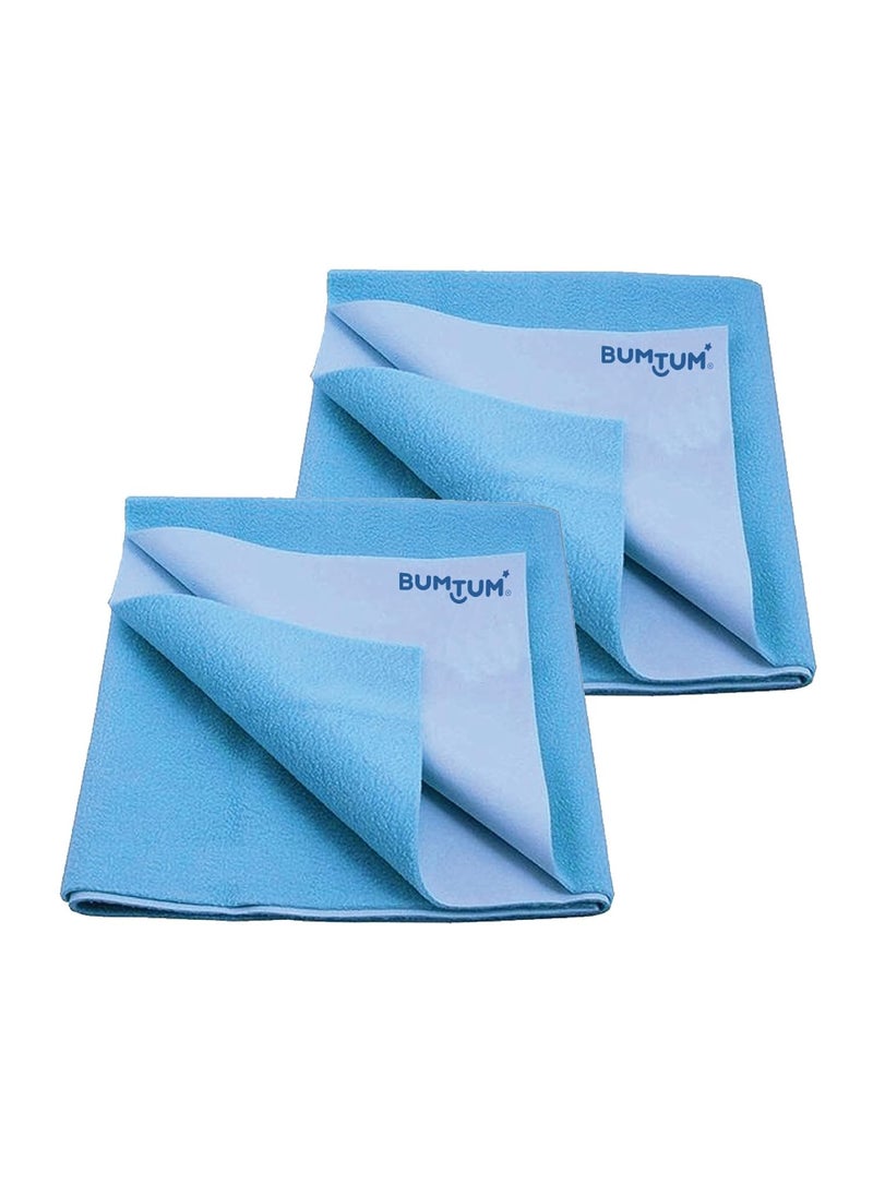 Bumtum Baby Dry Sheet Waterproof Soft Fleece Baby Bed Protector | Anti - Bacterial & Odour Free | Extra Absorbant, Reuseable & Washable (Aqua Blue, Large Size, 100 * 140cm, Pack of 2)
