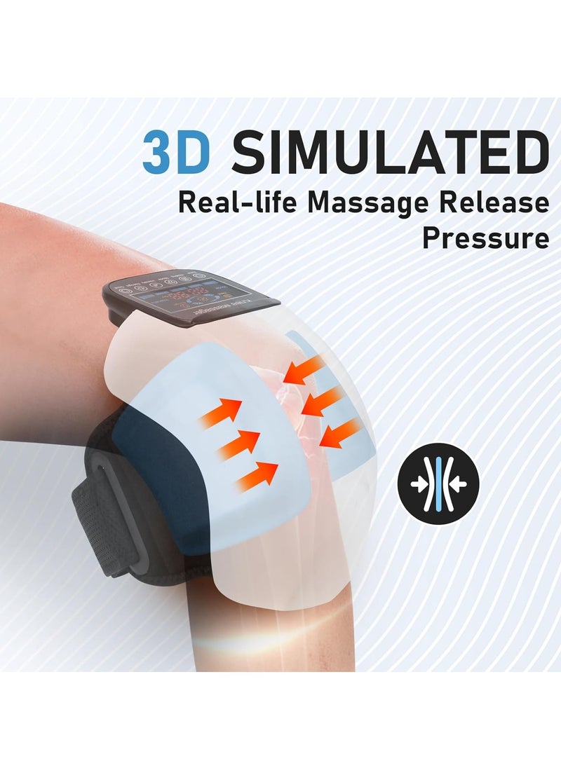 Knee Massager 4 in 1 – Cordless Knee Massager with Heat, Vibration, Red Light & 3D Massage – Portable Rechargeable Pain Relief Massager for Joint & Muscle Relief – Perfect Christmas Gift for Friends & Family