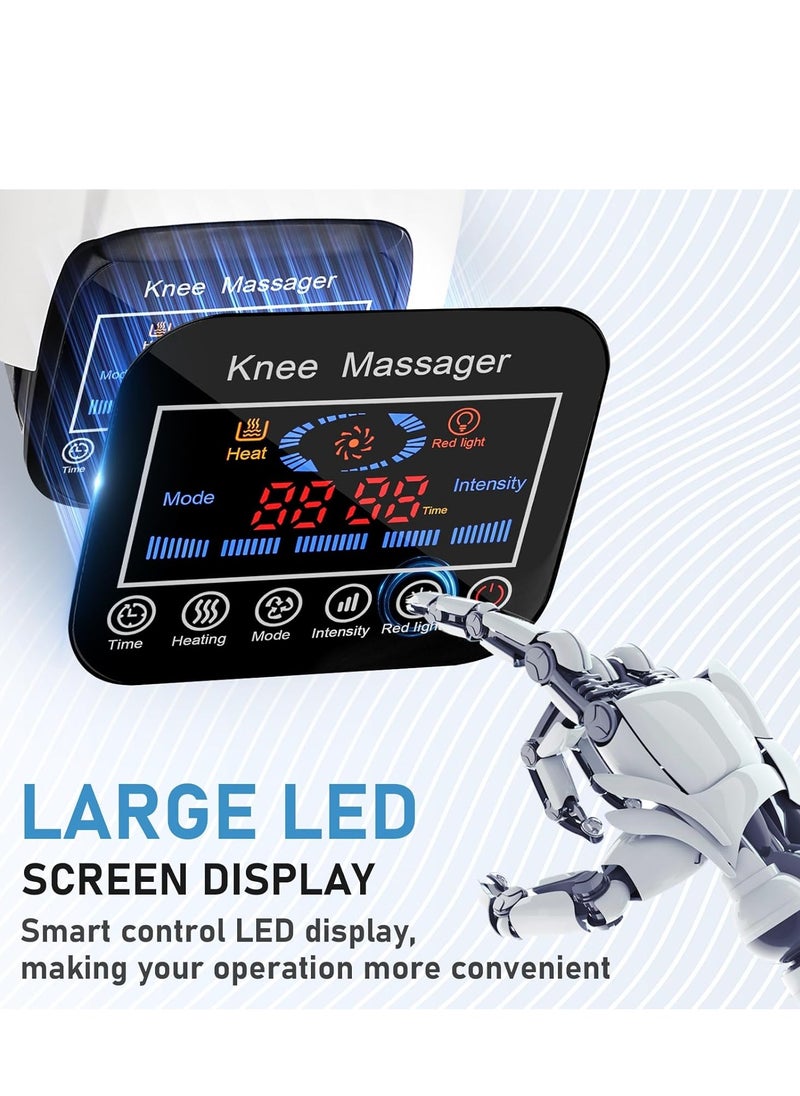 Knee Massager 4 in 1 – Cordless Knee Massager with Heat, Vibration, Red Light & 3D Massage – Portable Rechargeable Pain Relief Massager for Joint & Muscle Relief – Perfect Christmas Gift for Friends & Family