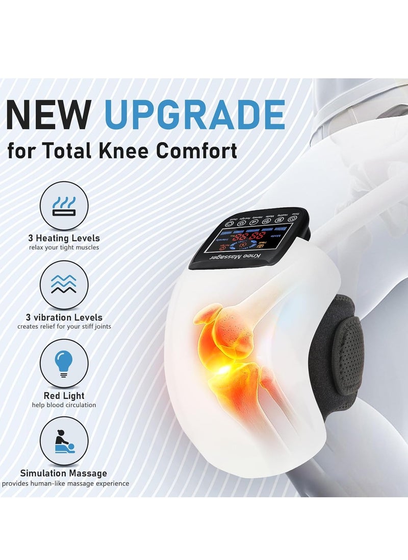 Knee Massager 4 in 1 – Cordless Knee Massager with Heat, Vibration, Red Light & 3D Massage – Portable Rechargeable Pain Relief Massager for Joint & Muscle Relief – Perfect Christmas Gift for Friends & Family