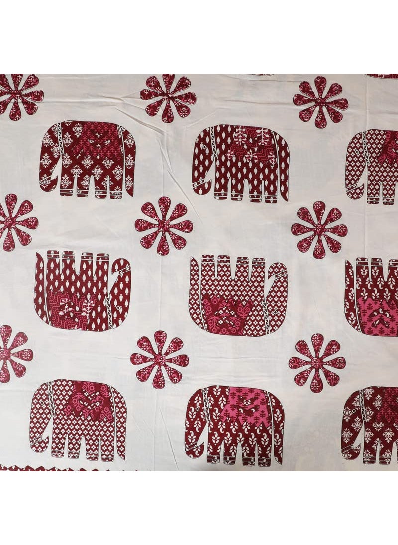 VHC Maroon Elephant Printed Cotton Double Bedsheets Bed Cover with 2 King Size Pillow Cover | Soft Wrinkle Free Easy Care | Size 90 * 100inch/225 * 250cm