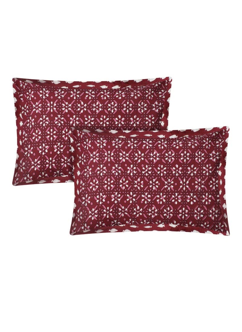 VHC Maroon Elephant Printed Cotton Double Bedsheets Bed Cover with 2 King Size Pillow Cover | Soft Wrinkle Free Easy Care | Size 90 * 100inch/225 * 250cm