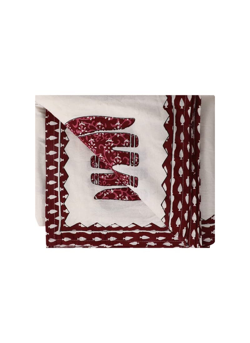 VHC Maroon Elephant Printed Cotton Double Bedsheets Bed Cover with 2 King Size Pillow Cover | Soft Wrinkle Free Easy Care | Size 90 * 100inch/225 * 250cm