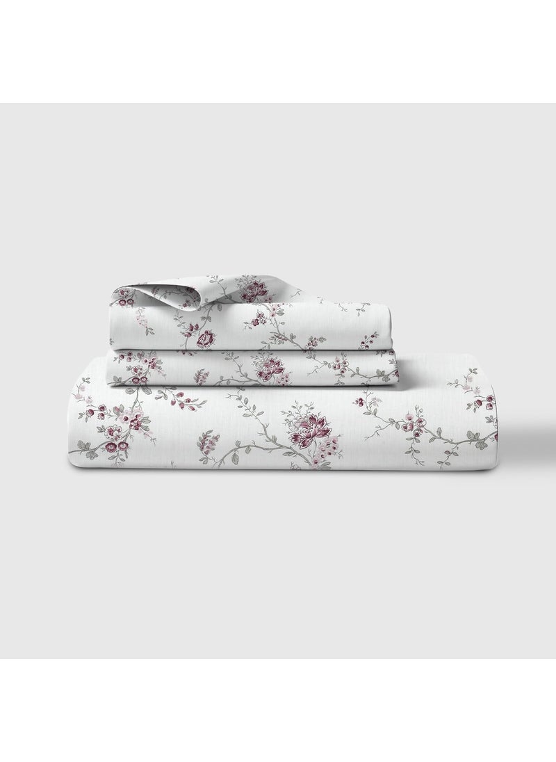 LINENWALAS 100% Cotton Fitted Bed Sheet for King Size Bed, Printed All Around Elastic Bedsheet (72 x 78 Inches) with 2 Pillow Covers | 210 TC Soft, Breathable, Luxury Bedsheet (Vineyard)