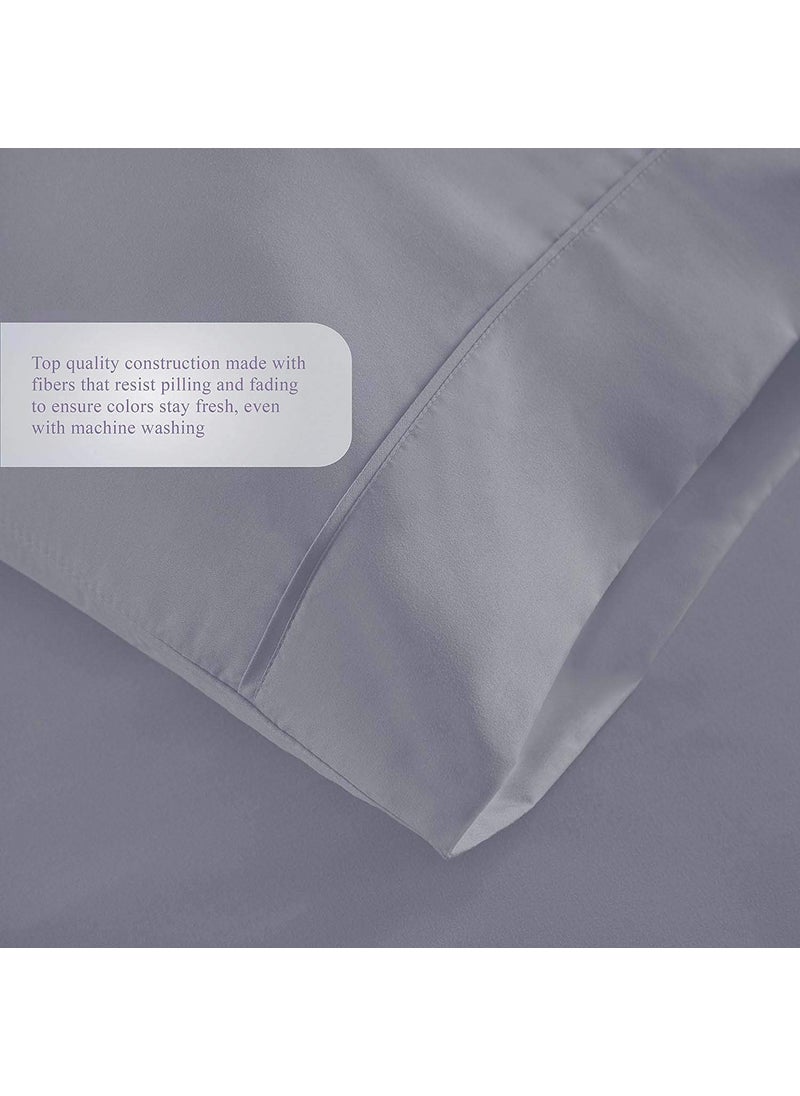 Linenwalas Bedsheet for Double Bed Cotton with 2 Pillow Covers | 400TC Thread Count Softest Long Staple 100% Cotton Silky Soft - Double (90”x100”) - Periwinkle