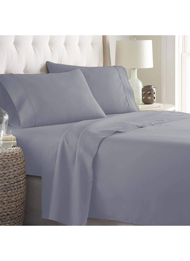 Linenwalas Bedsheet for Double Bed Cotton with 2 Pillow Covers | 400TC Thread Count Softest Long Staple 100% Cotton Silky Soft - Double (90”x100”) - Periwinkle