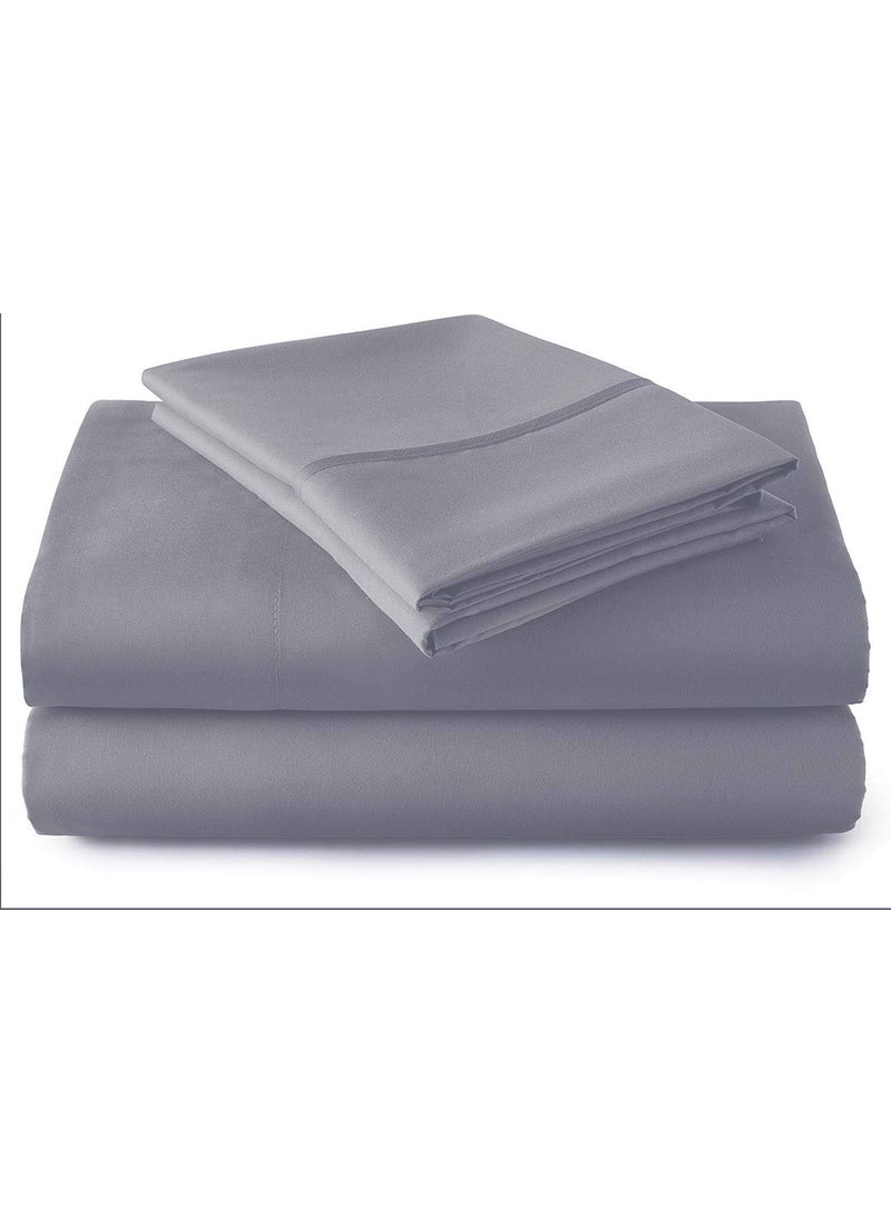 Linenwalas Bedsheet for Double Bed Cotton with 2 Pillow Covers | 400TC Thread Count Softest Long Staple 100% Cotton Silky Soft - Double (90”x100”) - Periwinkle