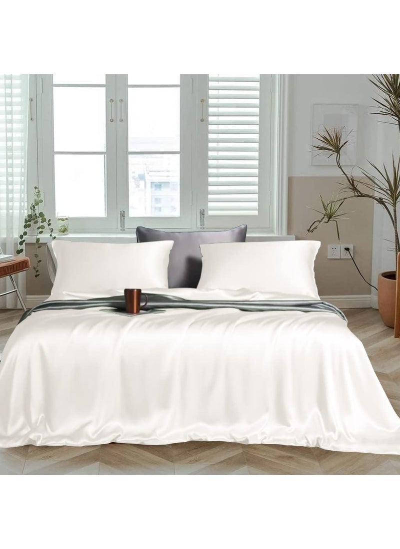 Linenwalas Fitted Single Bedsheet Size with 1 Pillow Cover | 400TC Thread Count Softest Long Staple 100% Cotton Silky Soft - Single (36”x78”) - White