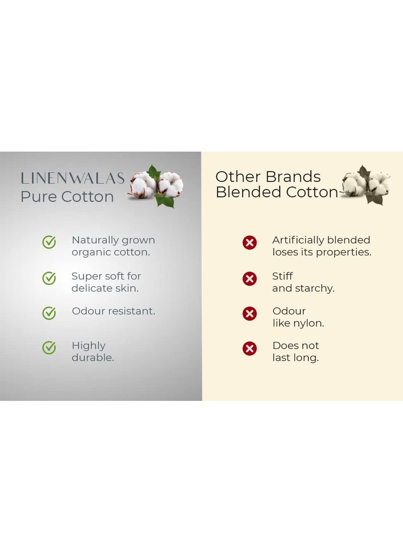 LINENWALAS 100% Cotton Linen Striped Bedsheet for Double Bed Size Bedding with Pillow Cover for Bedroom, Soft Smooth Hotel Quality Flat Sheets with Pillowcase for Summer (90