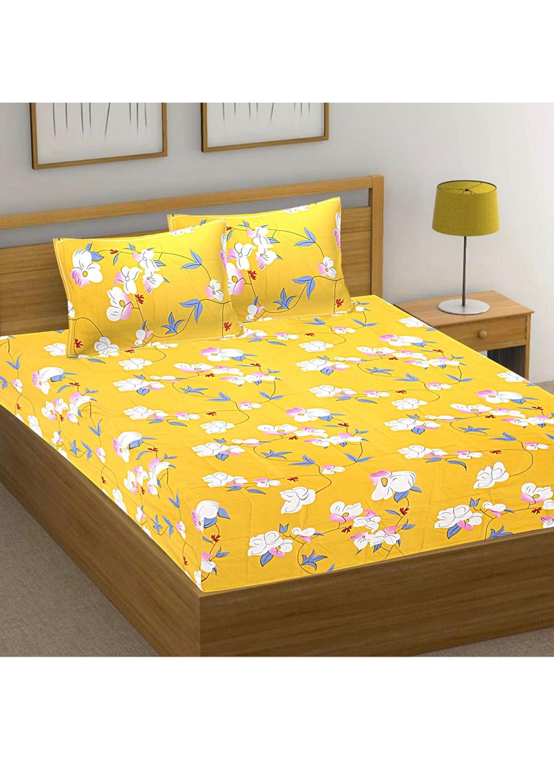 Hashcart Bedsheet for Double Bed Cotton with 2 Pillow Covers, Soft and Comfort Chadar, Bedsheet Size (88x95 Inch)