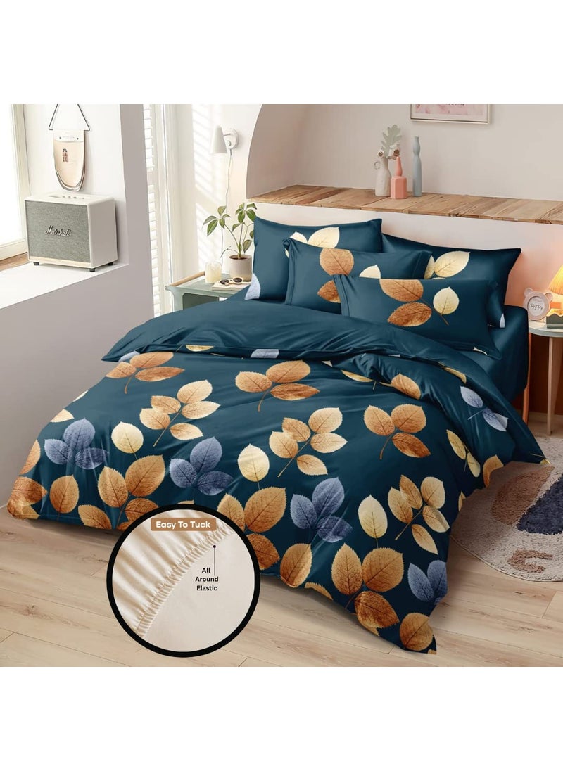 TIB The Intellect Bazaar Cotton Feel Glace Cotton King Size bedsheet with Elastic with 2 Pillow Covers (72” x 78” or 182x152 cm)-Green Patti