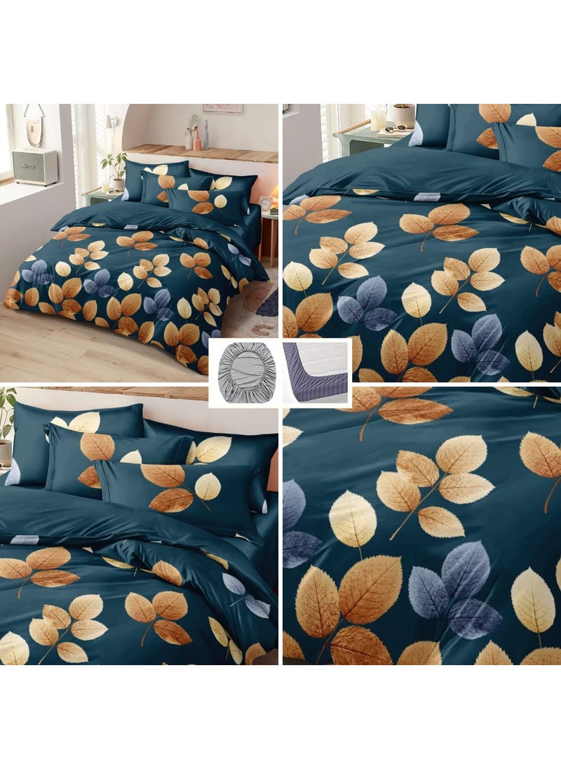 TIB The Intellect Bazaar Cotton Feel Glace Cotton King Size bedsheet with Elastic with 2 Pillow Covers (72” x 78” or 182x152 cm)-Green Patti